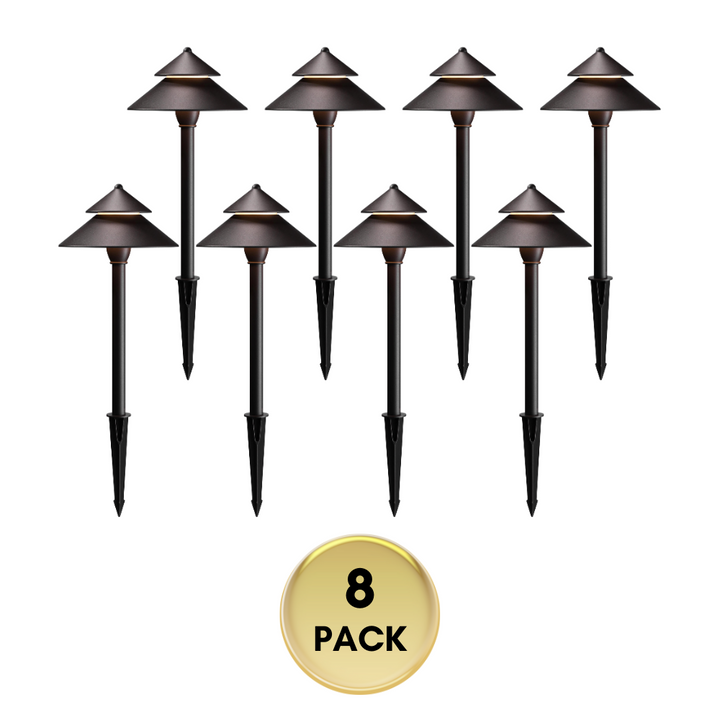 Outdoor Landscape Lighting LED 12V Low Voltage CDPAL01 Antico LED Aluminum Landscape Pathway Lights 3W 3000K 12-24V AC/DC Low Voltage Brown Mushroom Outdoor Landscape Lighting 8 Pack