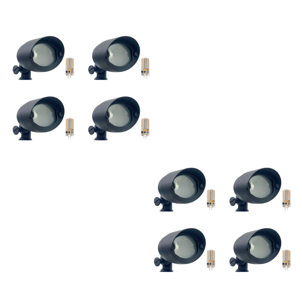 Outdoor Landscape Lighting LED 12V Low Voltage FLBP03 Tulay Black Oval Floodlight 4x/8x/12x G4 2W Dimmable 2700K Package Low Voltage Outdoor Lighting 8 Pack