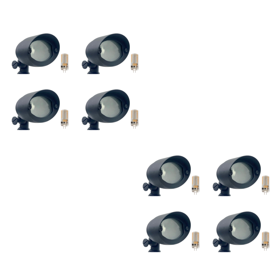 Outdoor Landscape Lighting LED 12V Low Voltage FLBP03 Tulay Black Oval Floodlight 4x/8x/12x G4 2W Dimmable 2700K Package Low Voltage Outdoor Lighting 8 Pack