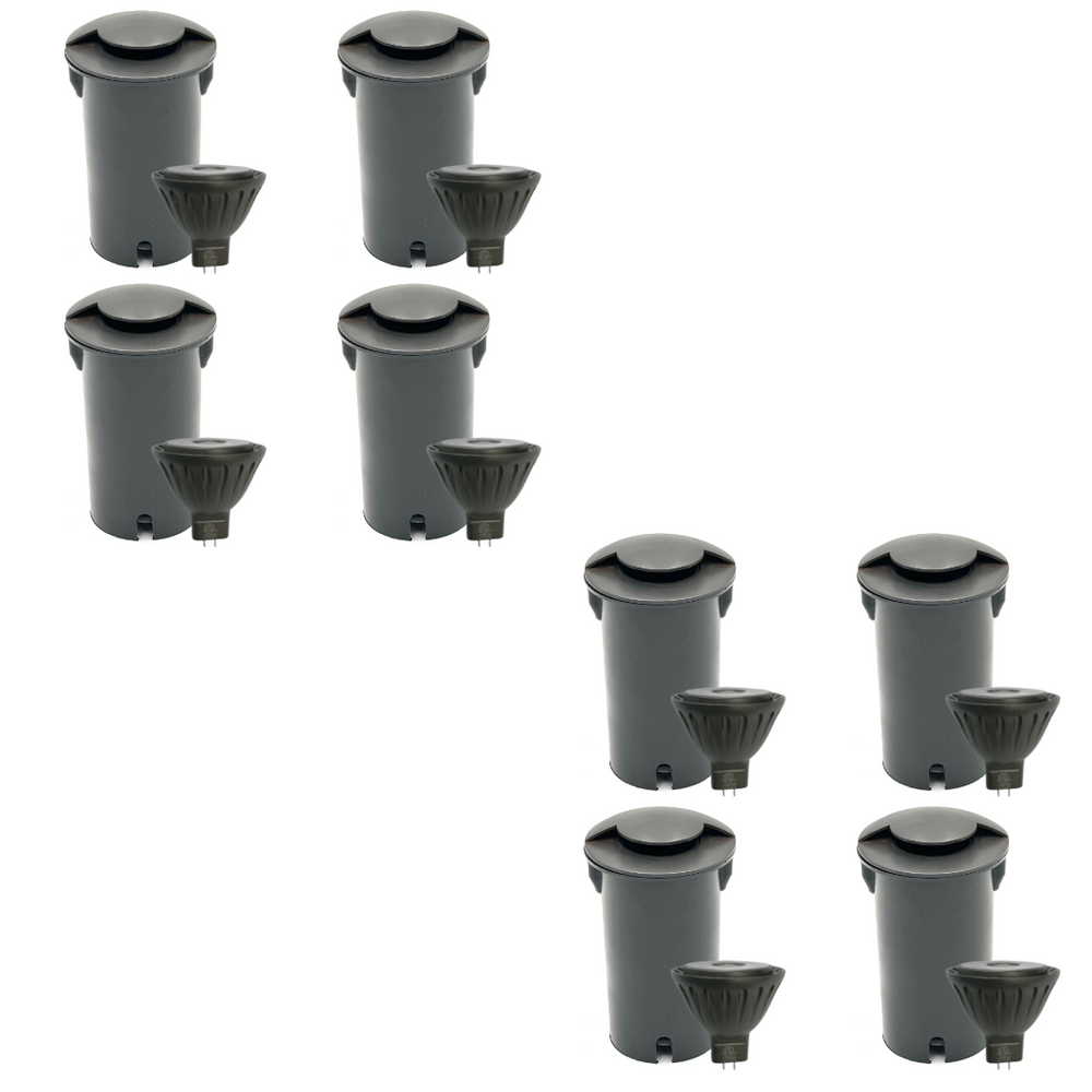 Outdoor Landscape Lighting LED 12V Low Voltage UNBP03 Stel-Path Black In-Ground Well Light 4x/8x/12x MR16 4W Dimmable 2700K Package Low Voltage Outdoor Lighting 8 Pack