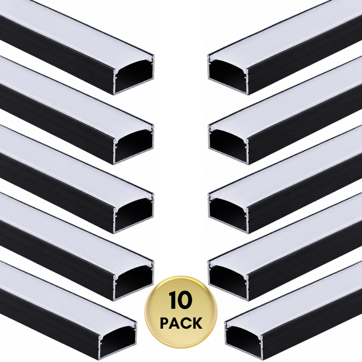 AP46M 8 ft Aluminum Channel Surface Mount 0.59″(W)  x 0.31″(H) for LED Strip Lights | 10 Pack