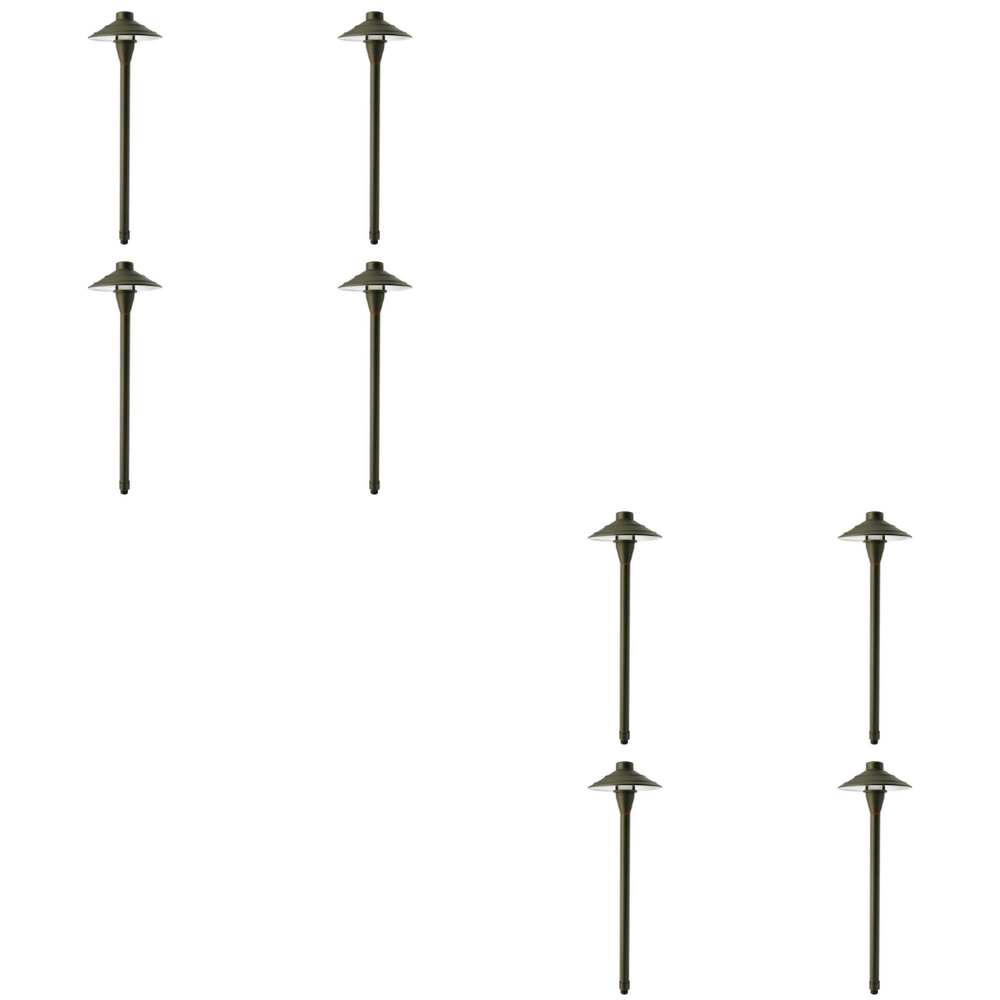 Outdoor Landscape Lighting LED 12V Low Voltage PL44B with G4 3W 2700K 4x/8x/12x Package Solid Brass Medium Mushroom Hat Path Light - Light Bronze Finish Low Voltage Landscape Lighting 8 Pack