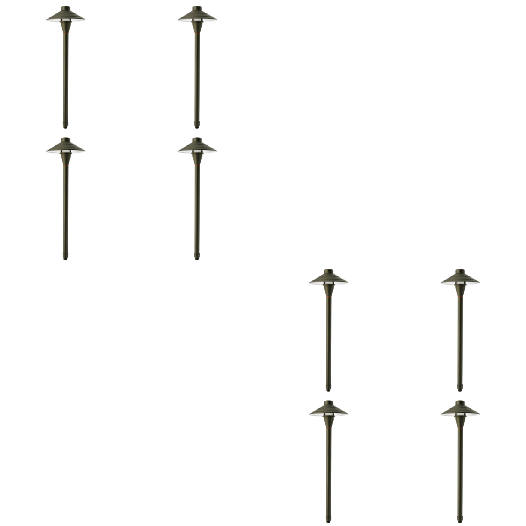 Outdoor Landscape Lighting LED 12V Low Voltage PL44B with G4 3W 2700K 4x/8x/12x Package Solid Brass Medium Mushroom Hat Path Light - Light Bronze Finish Low Voltage Landscape Lighting 8 Pack
