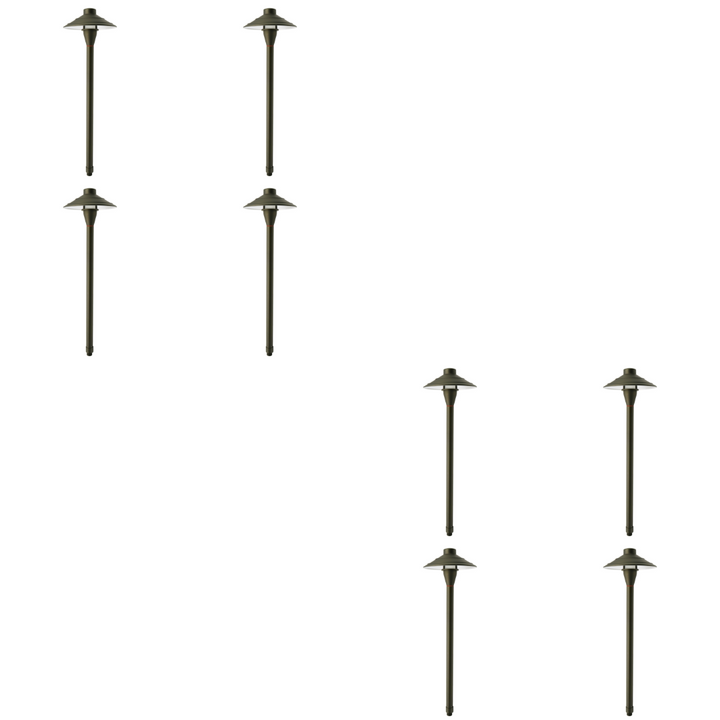 Outdoor Landscape Lighting LED 12V Low Voltage PL44B with G4 3W 2700K 4x/8x/12x Package Solid Brass Medium Mushroom Hat Path Light - Light Bronze Finish Low Voltage Landscape Lighting 8 Pack