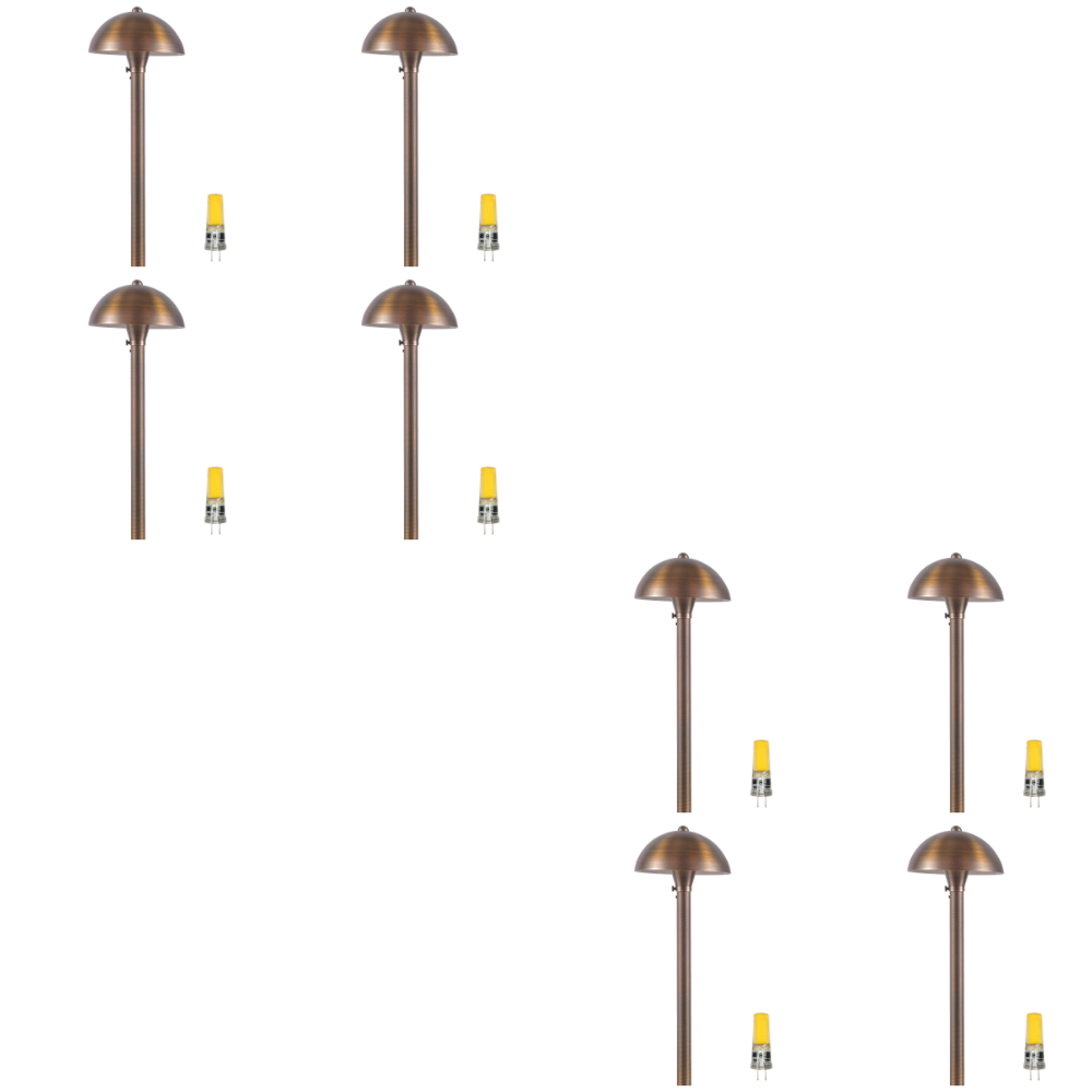 Outdoor Landscape Lighting LED 12V Low Voltage PLB08 4x/8x/12x Package Brass LED Globe 12V Low Voltage Pathway Outdoor Landscape Lighting Fixture with G4 3W 3000K Bulb 8 Pack
