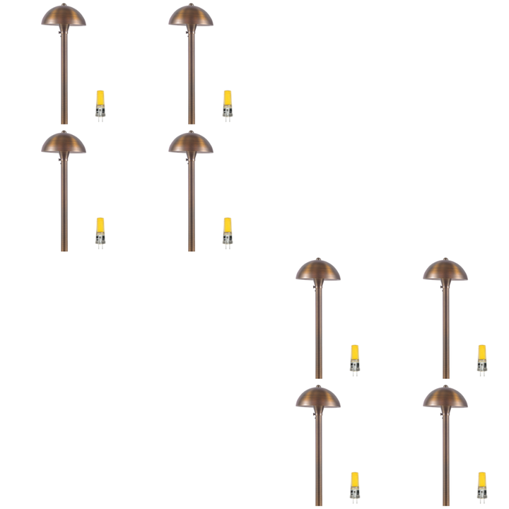 Outdoor Landscape Lighting LED 12V Low Voltage PLB08 4x/8x/12x Package Brass LED Globe 12V Low Voltage Pathway Outdoor Landscape Lighting Fixture with G4 3W 3000K Bulb 8 Pack