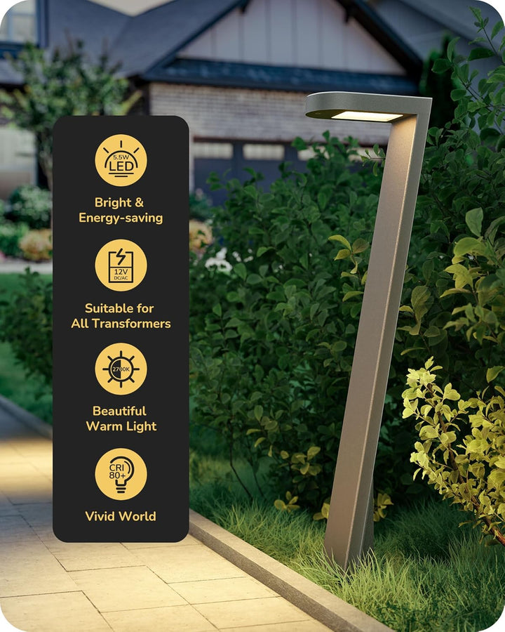 Outdoor Landscape Lighting LED 12V Low Voltage ALP21 4-Pack 5.5W 3000K LED Landscape Pathway Light Package, 12V Low Voltage Modern Path Lights