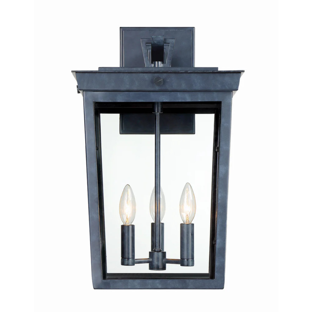 Outdoor Landscape Lighting LED 12V Low Voltage Belmont 3 Light Outdoor Sconce 12"x20" Stainless Steel and Clear Glass Graphite Metal Finish 120V 3 E12 Candelabra Base LED Bulb Socket for Patio, Garden, Exterior Walls