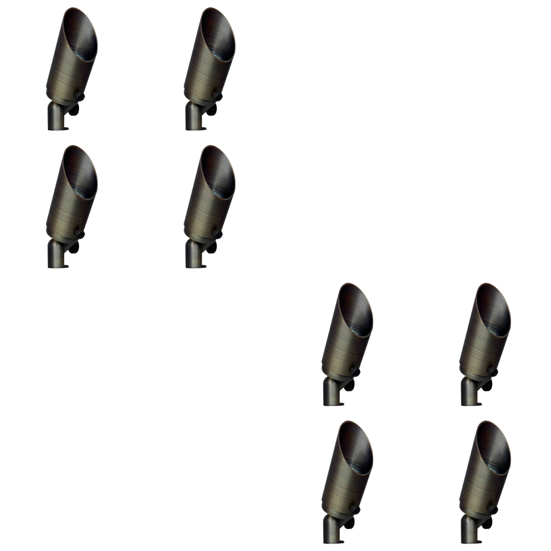Outdoor Landscape Lighting LED 12V Low Voltage SPB10 4x/8x/12x Package 8W 3000K Warm White Integrated LED Brass Spotlight 12V Low Voltage Small Directional Bullet Light 8 Pack