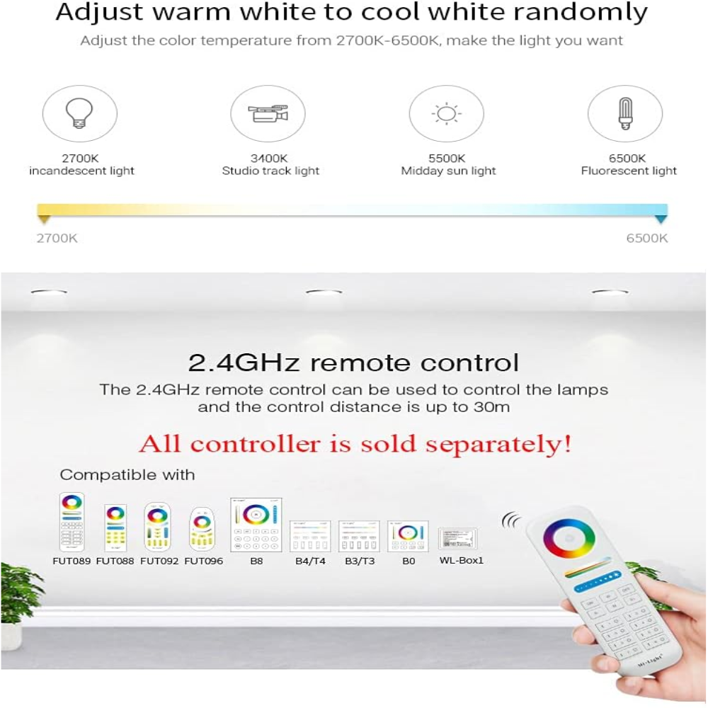 Outdoor Landscape Lighting LED 12V Low Voltage Miboxer WL5-WP LED Strip Light 5 in 1 Controller for 5050 3528 2835, IP67 Waterproof with Smartphone APP Control