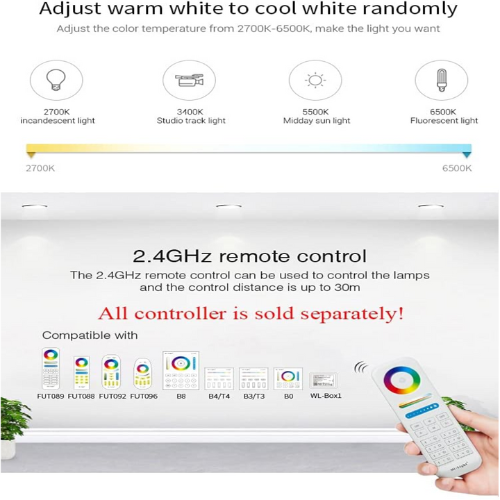 Outdoor Landscape Lighting LED 12V Low Voltage Miboxer WL5-WP LED Strip Light 5 in 1 Controller for 5050 3528 2835, IP67 Waterproof with Smartphone APP Control