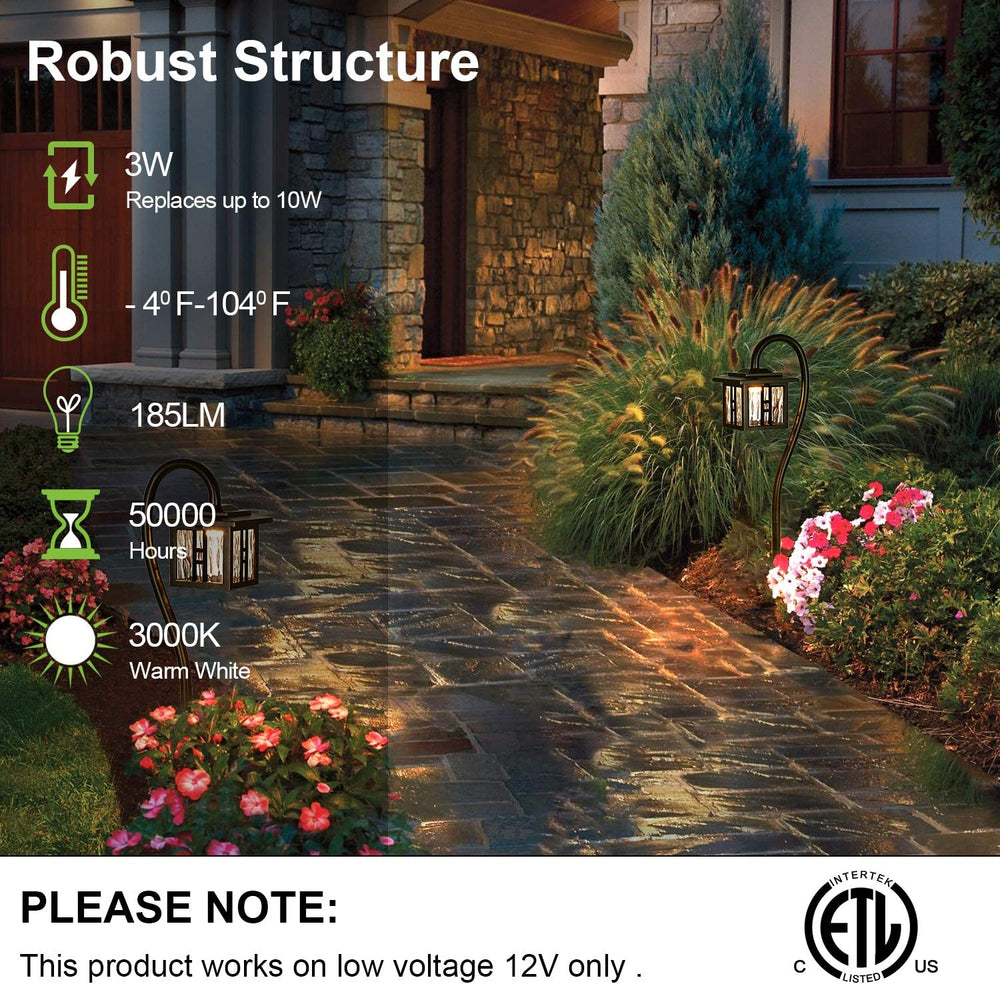 Outdoor Landscape Lighting LED 12V Low Voltage ALP23 4-Pack 3W 185LM 3000K Warm White Integrated LED Landscape Lighting Package, Oil-Rubbed Bronze Pathway Light, Die-Cast Aluminum, ETL Listed
