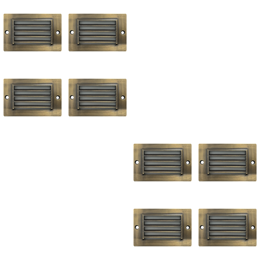 Outdoor Landscape Lighting LED 12V Low Voltage STB07 4x/8x/12x Package 2W LED 4.5" Surface Mounted Horizontal Outdoor & Indoor Brass Step Light 12V Low Voltage