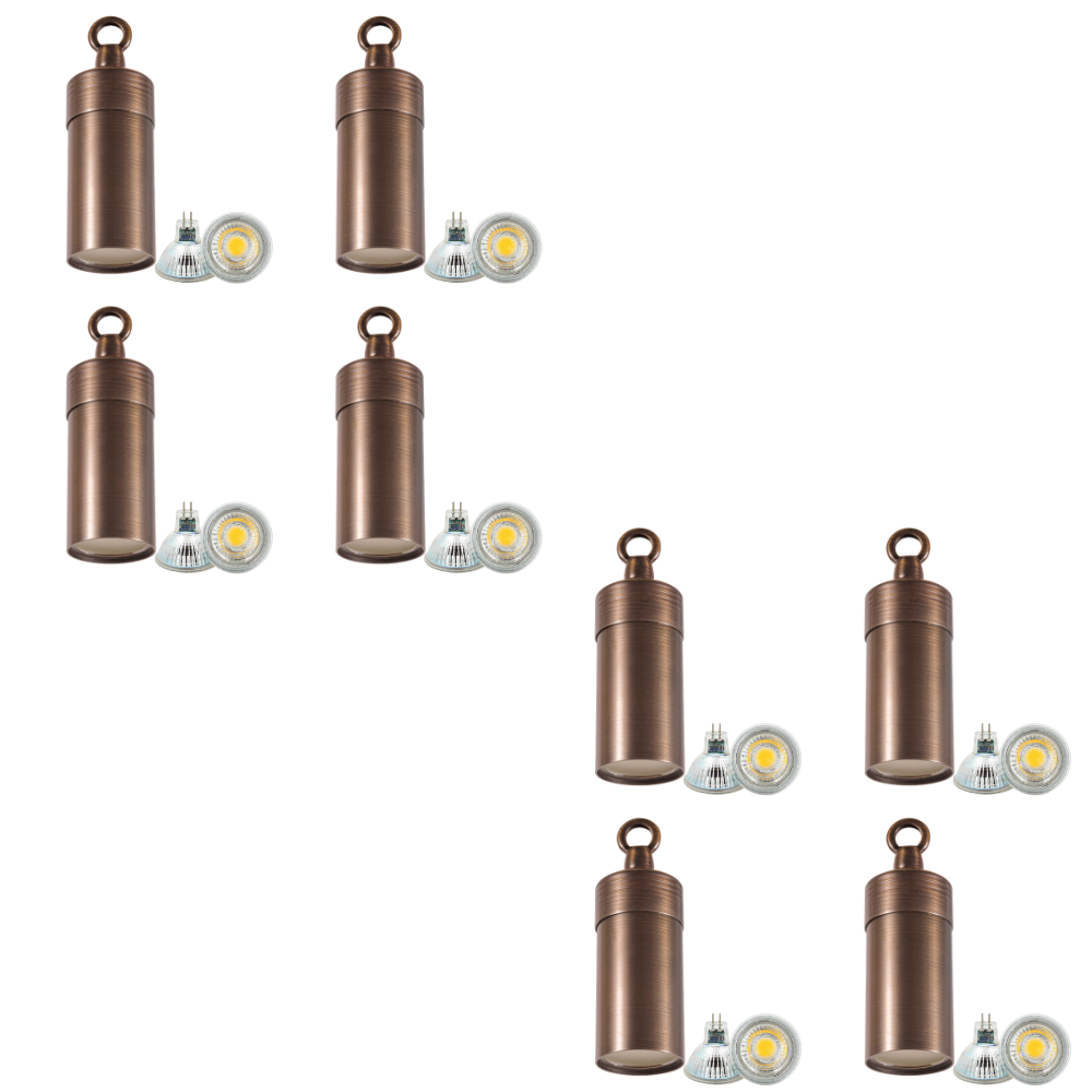 Outdoor Landscape Lighting LED 12V Low Voltage HLB01 4x/8x/12x Package 12V LED Low Voltage Brass Cylinder Pendant Light Hanging Downlight Fixture 5W 3000K Bulb 8 Pack