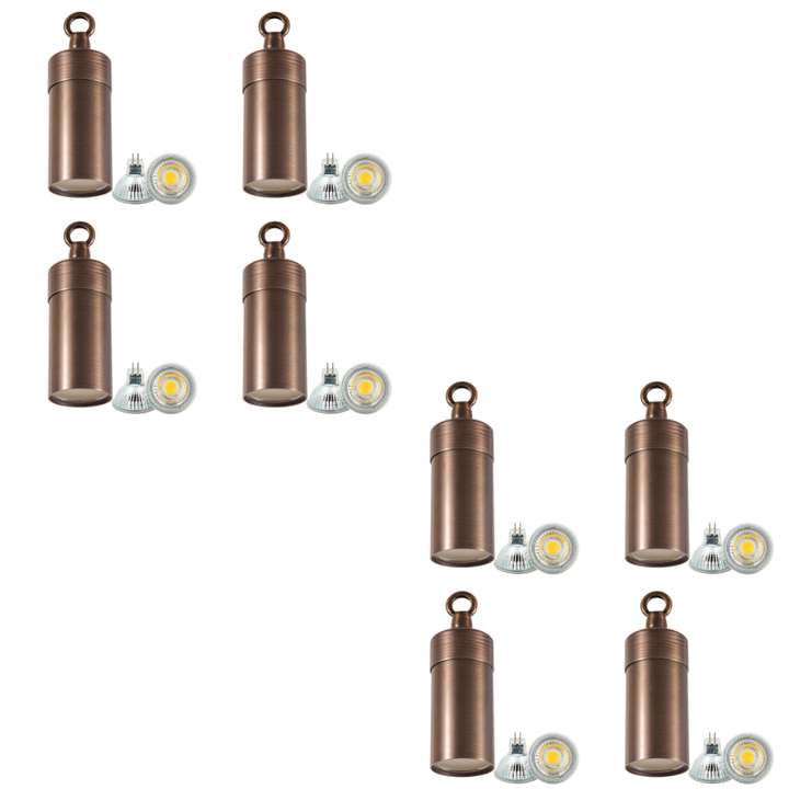 Outdoor Landscape Lighting LED 12V Low Voltage HLB01 4x/8x/12x Package 12V LED Low Voltage Brass Cylinder Pendant Light Hanging Downlight Fixture 5W 3000K Bulb 8 Pack