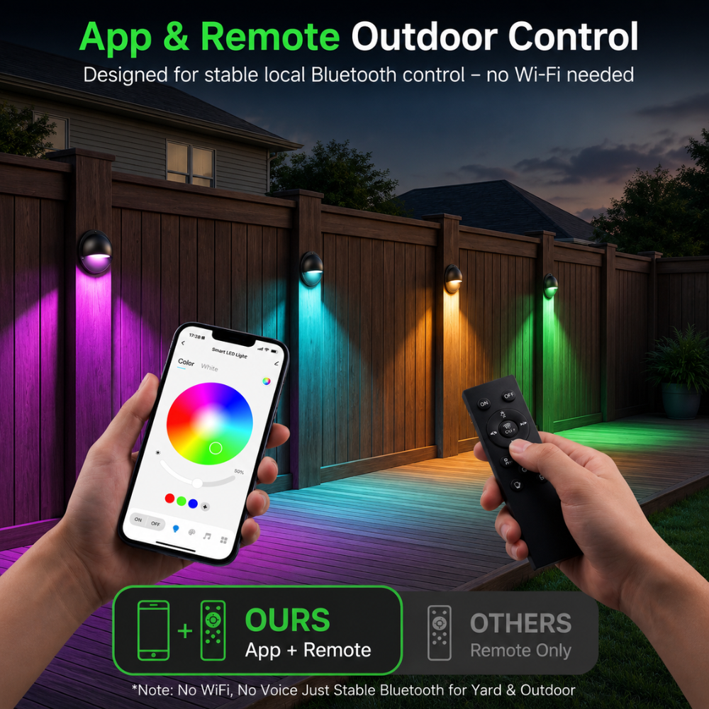 Outdoor Landscape Lighting LED 12V Low Voltage STRA01 3W Bluetooth Smart G4 RGBCW LED 2700K-6000K 12V Low Voltage LED Outdoor Step Deck Lights, Step Horizontal Patio Landscape Lights with Remote Control