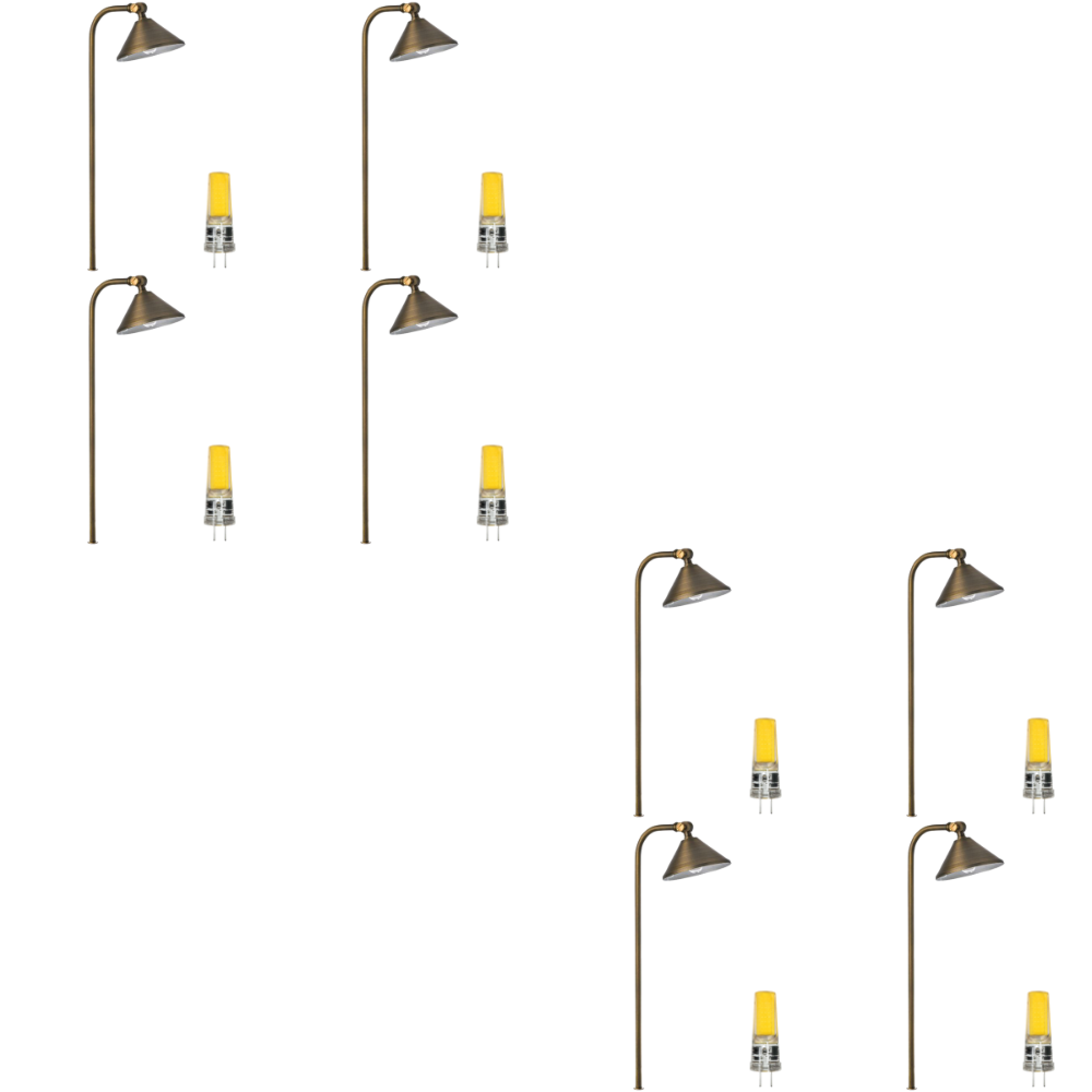 Outdoor Landscape Lighting LED 12V Low Voltage PLB05 4x/8x/12x Package LED 12V Low Voltage Landscape Brass Lighting Directional Pathway Light with G4 2W 3000K Bulb 8 Pack