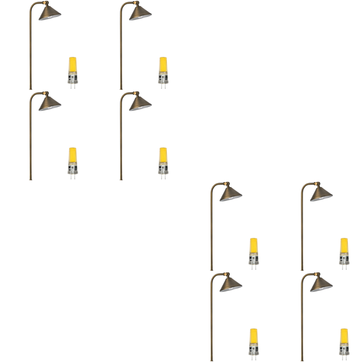 Outdoor Landscape Lighting LED 12V Low Voltage PLB05 4x/8x/12x Package LED 12V Low Voltage Landscape Brass Lighting Directional Pathway Light with G4 2W 3000K Bulb 8 Pack