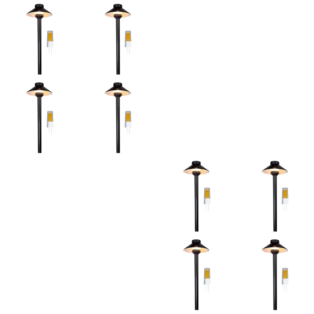 Outdoor Landscape Lighting LED 12V Low Voltage PLB02 Frosted Lens 4x/8x/12x Package Outdoor Garden Pathway Light | 12V Low Voltage Brass Path Light with G4 3W 3000K Bulb Black Brass 8 Pack