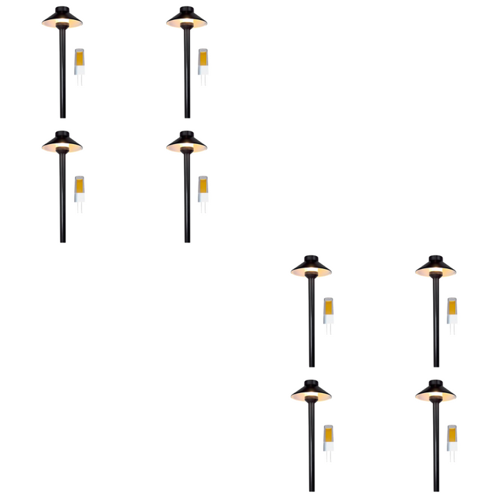 Outdoor Landscape Lighting LED 12V Low Voltage PLB02 Frosted Lens 4x/8x/12x Package Outdoor Garden Pathway Light | 12V Low Voltage Brass Path Light with G4 3W 3000K Bulb Black Brass 8 Pack