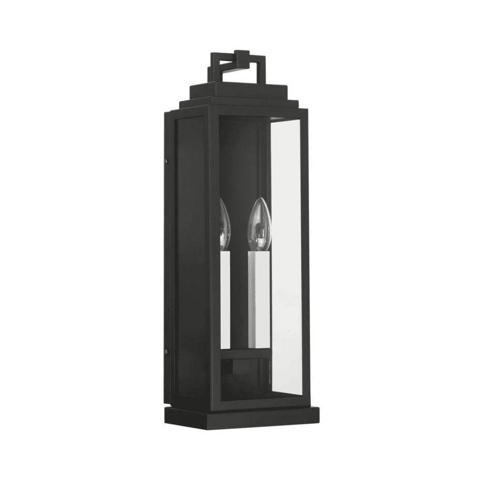 Outdoor Landscape Lighting LED 12V Low Voltage Aspen 2 Light Outdoor Sconce 6.5"x19" Stainless Steel and Clear Glass Matte Black Finish 120V 2 E12 Candelabra Base LED Bulb Sockets for Patio, Garden, Exterior Walls