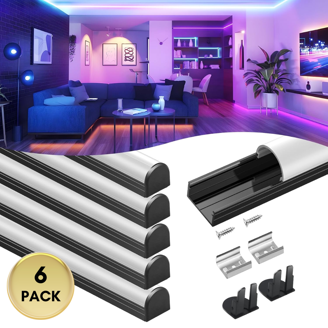 Outdoor Landscape Lighting LED 12V Low Voltage AC09 U-Shaped Spotless Aluminum Channel 3.3FT/1M For Max 16mm Width LED Strip Lights Pack of 6 and 10 6 Pack of 3.3ft (1M) Black
