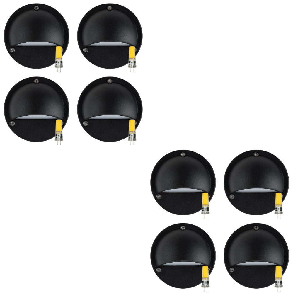 Outdoor Landscape Lighting LED 12V Low Voltage STA09 4x/8x/12x Package LED Round Aluminum Deck Light Surface Mount 12V Low Voltage Landscape Lighting with 3W 3000K Bulbs