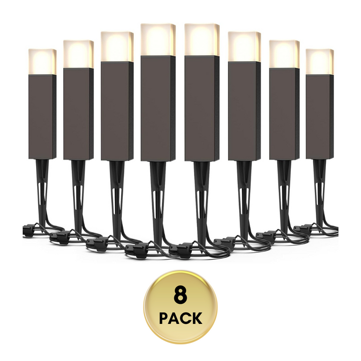 Outdoor Landscape Lighting LED 12V Low Voltage ALP51 8-Pack LED Landscape Pathway Lights Package, 2700K 2W Low Voltage 12V AC Bronze Bollard Outdoor Landscape Lighting