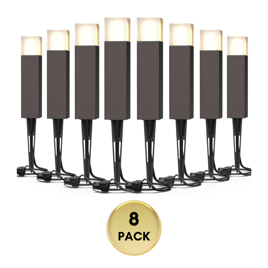 Outdoor Landscape Lighting LED 12V Low Voltage ALP51 8-Pack LED Landscape Pathway Lights Package, 2700K 2W Low Voltage 12V AC Bronze Bollard Outdoor Landscape Lighting