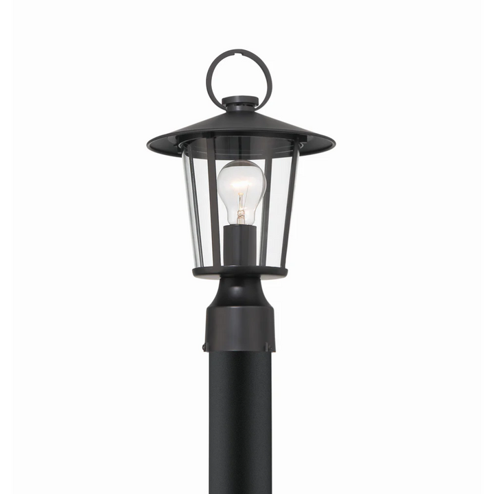 Outdoor Landscape Lighting LED 12V Low Voltage Andover 1 Light Outdoor Post Light 9"x14.5" Stainless Steel and Glass Matte Black Finish 120V 1 E26 Medium Base LED Bulb Sockets Casual Farmhouse Lantern for Patio, Garden, Exterior Posts