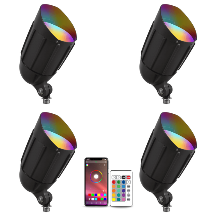 Outdoor Landscape Lighting LED 12V Low Voltage CDRA30 4x/8x/12x Package 30W 12V Low Voltage Smart Bluetooth RGBW Narrow Beam Directional Outdoor Landscape Aluminum Spotlight 4 Pack