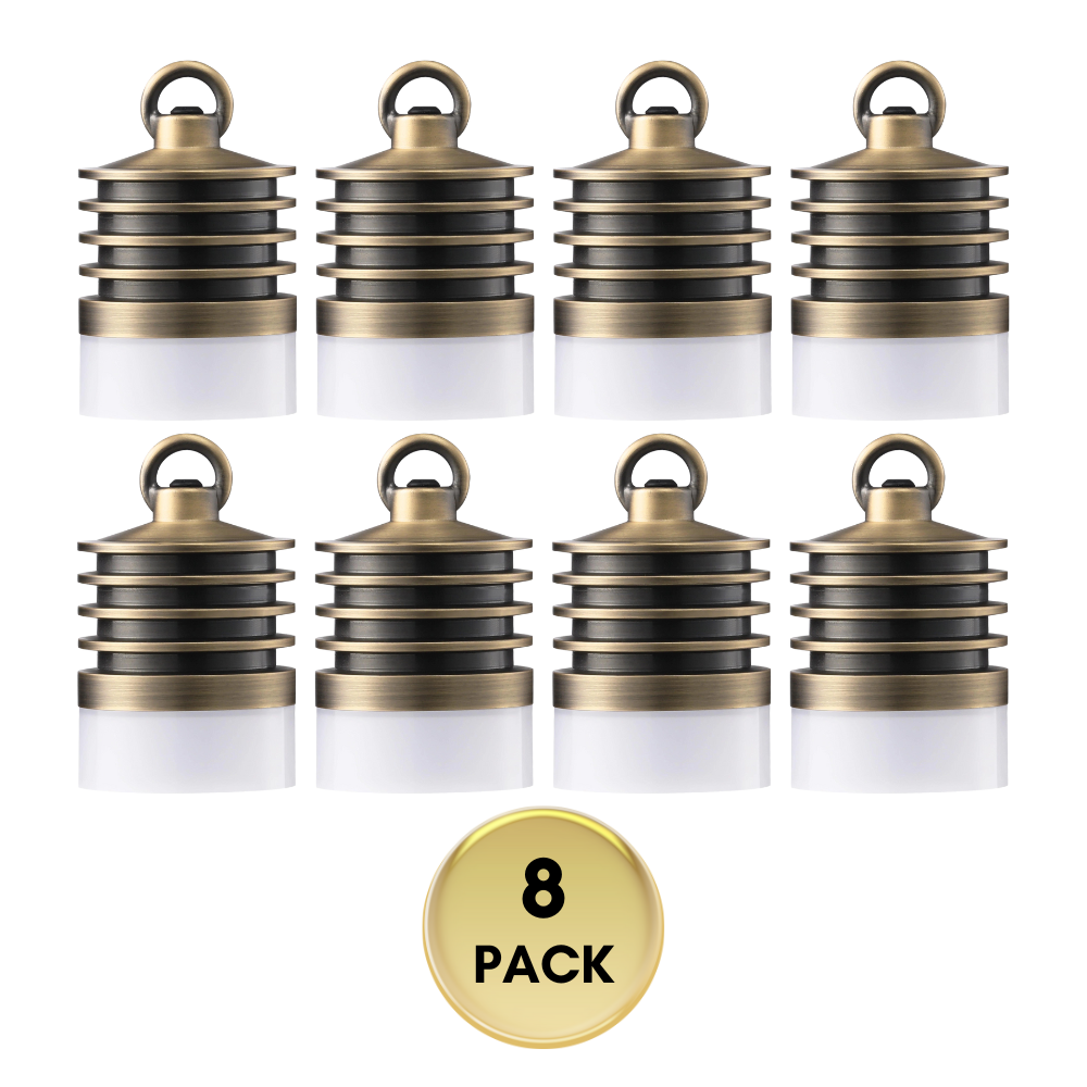 Outdoor Landscape Lighting LED 12V Low Voltage HLA01 Calvo Low Voltage Brass Yellow Cylinder Pendant 4.5W 2700K Integrated LED Aluminum Light Hanging Patio Light 8 Pack