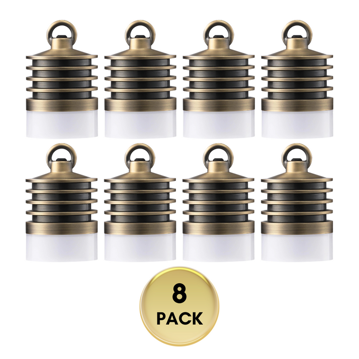 Outdoor Landscape Lighting LED 12V Low Voltage HLA01 Calvo Low Voltage Brass Yellow Cylinder Pendant 4.5W 2700K Integrated LED Aluminum Light Hanging Patio Light 8 Pack