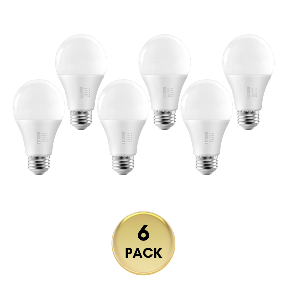 Outdoor Landscape Lighting LED 12V Low Voltage E26 A19 11W 120V Line Voltage 5CCT 2700K/3000K/3500K/4000K/5000K Bulbs Package Dimmable CRI90 Energy Saving High Voltage Medium Base Light Bulb 6 Pack