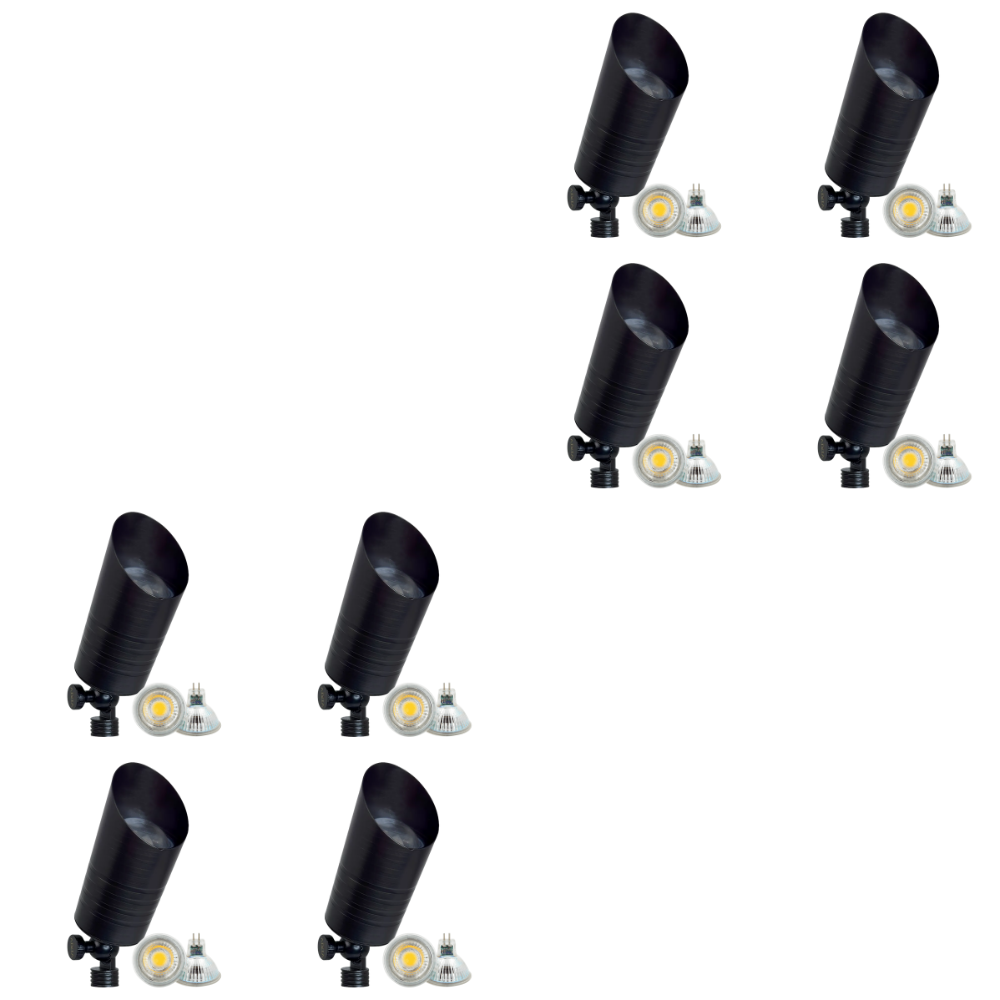 Outdoor Landscape Lighting LED 12V Low Voltage SPB09 4x/8x/12x Package 12V Low Voltage LED Outdoor Landscape Brass Spotlight with MR16 5W 3000K Bulb Black Brass 8 Pack