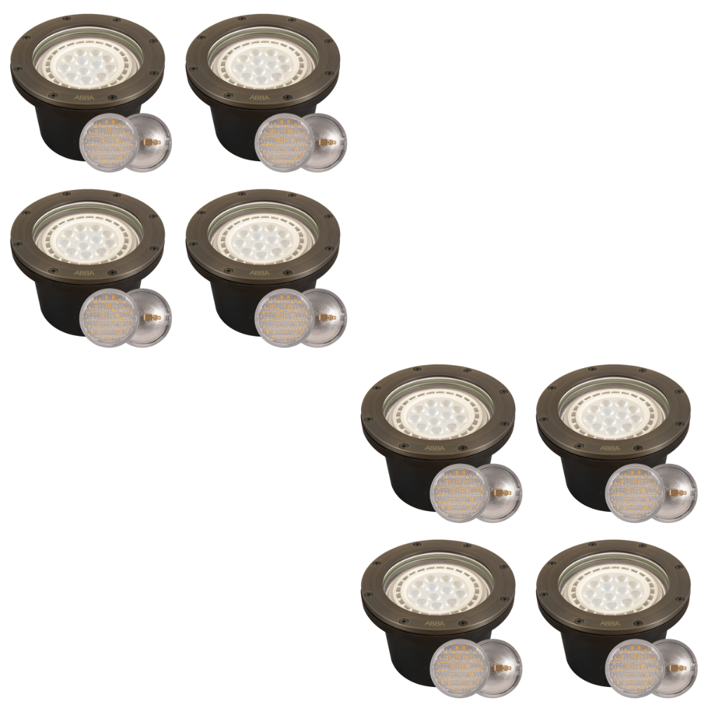 Outdoor Landscape Lighting LED 12V Low Voltage UNB08 4x/8x/12x Package Cast Brass 12V Low Voltage Commercial LED In-ground Well Light IP65 Waterproof with PAR36 10W 160° 3000K Light Bulb