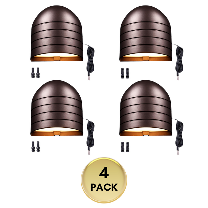 Outdoor Landscape Lighting LED 12V Low Voltage DLA08 5W 250LM Low Voltage 12V-24V 5CCT 2700K/3000K/3500K/4000K/5000K Integrated LED Outdoor Fence Deck Down Light Package, Step Patio Landscape Lights 4 Pack Bronze