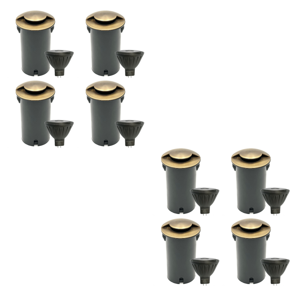 Outdoor Landscape Lighting LED 12V Low Voltage UNBP04 Stel-Path Antique Brass In-Ground Well Light 4x/8x/12x MR16 4W Dimmable 2700K Package Low Voltage Outdoor Lighting 8 Pack