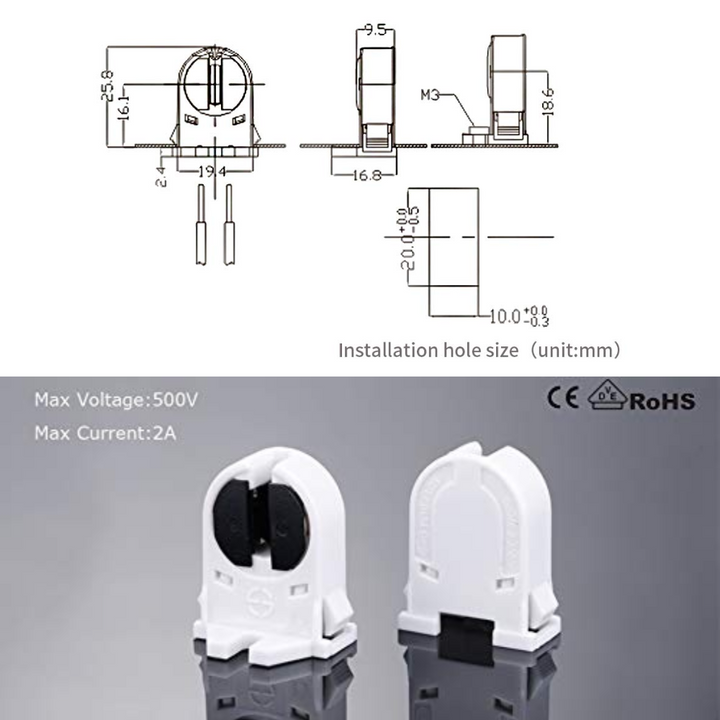 Outdoor Landscape Lighting LED 12V Low Voltage Plastic Sockets for T5 Bulbs and Lamps Package – 2A 12V-500V Max 80W Heat-Resistant Light Bulb Holder for G5 Based LED and Fluorescent Tune Lights – Replacement Sockets