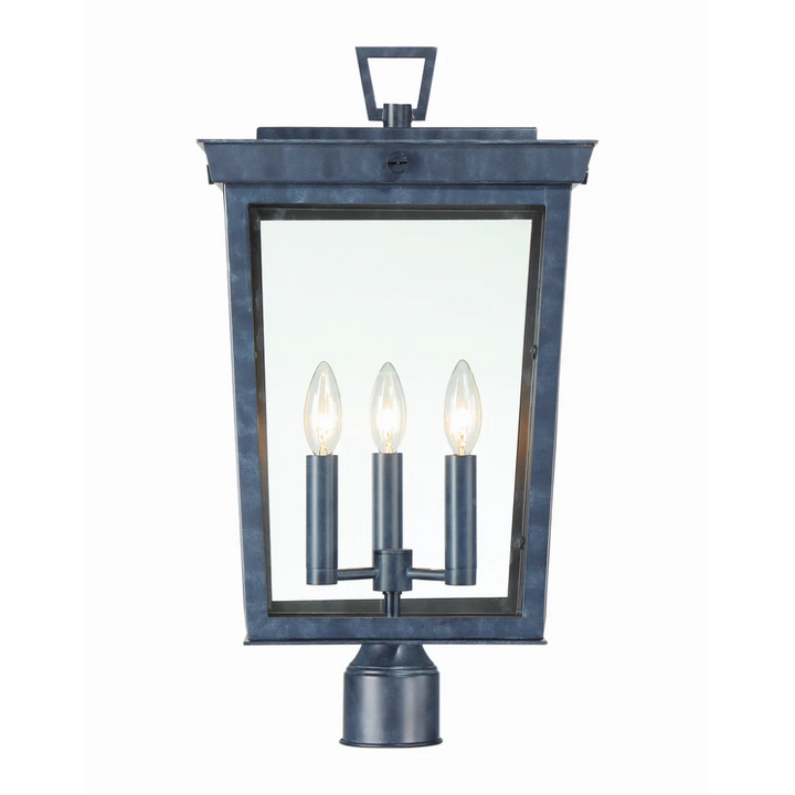 Outdoor Landscape Lighting LED 12V Low Voltage Belmont 3 Light Outdoor Post Light 12"x22.25" Stainless Steel and Glass Graphite Finish 120V 3 E12 Candelabra Base LED Bulb Sockets Casual Farmhouse Lantern for Patio, Garden, Exterior Posts