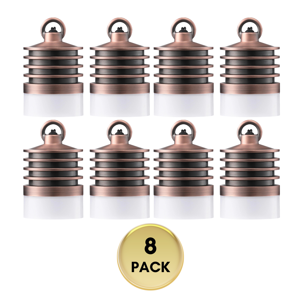 Outdoor Landscape Lighting LED 12V Low Voltage HLA03 Calvo Low Voltage Red Bronze Cylinder Pendant 4.5W 2700K Integrated LED Aluminum Light Hanging Patio Light 8 Pack