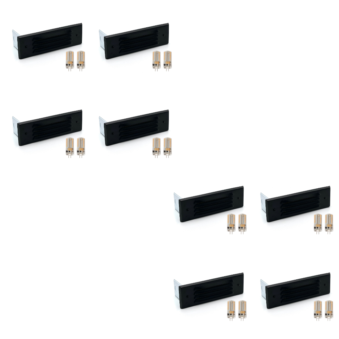 Outdoor Landscape Lighting LED 12V Low Voltage STBP03 Tulay Black Louvered Brass Step Light 4x/8x/12x G4 2W Dimmable 2700K Package Low Voltage Outdoor Lighting 8 Pack