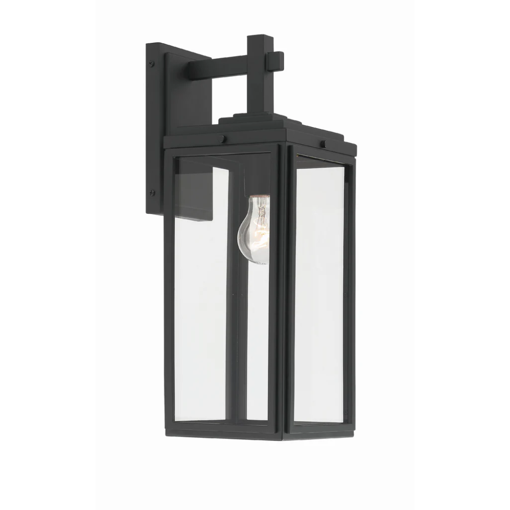 Outdoor Landscape Lighting LED 12V Low Voltage Byron 1 Light Outdoor Sconce 6.5"x17" Stainless Steel and Clear Glass Matte Black Finish 120V 1 E26 Medium Base LED Bulb Socket for Patio, Garden, Exterior Walls
