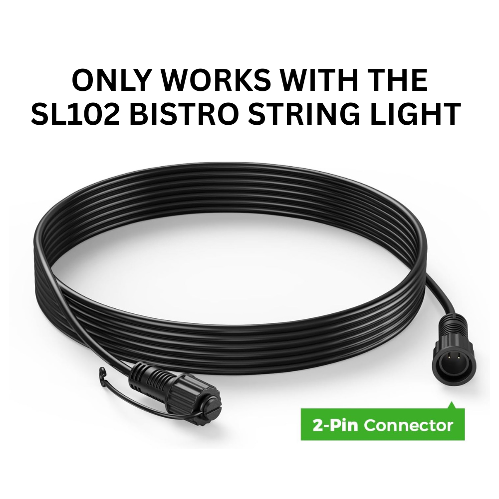 Outdoor Landscape Lighting LED 12V Low Voltage SL102 10ft Extension Cord 2-pin Connector for 12V Low Voltage Bistro String Lights