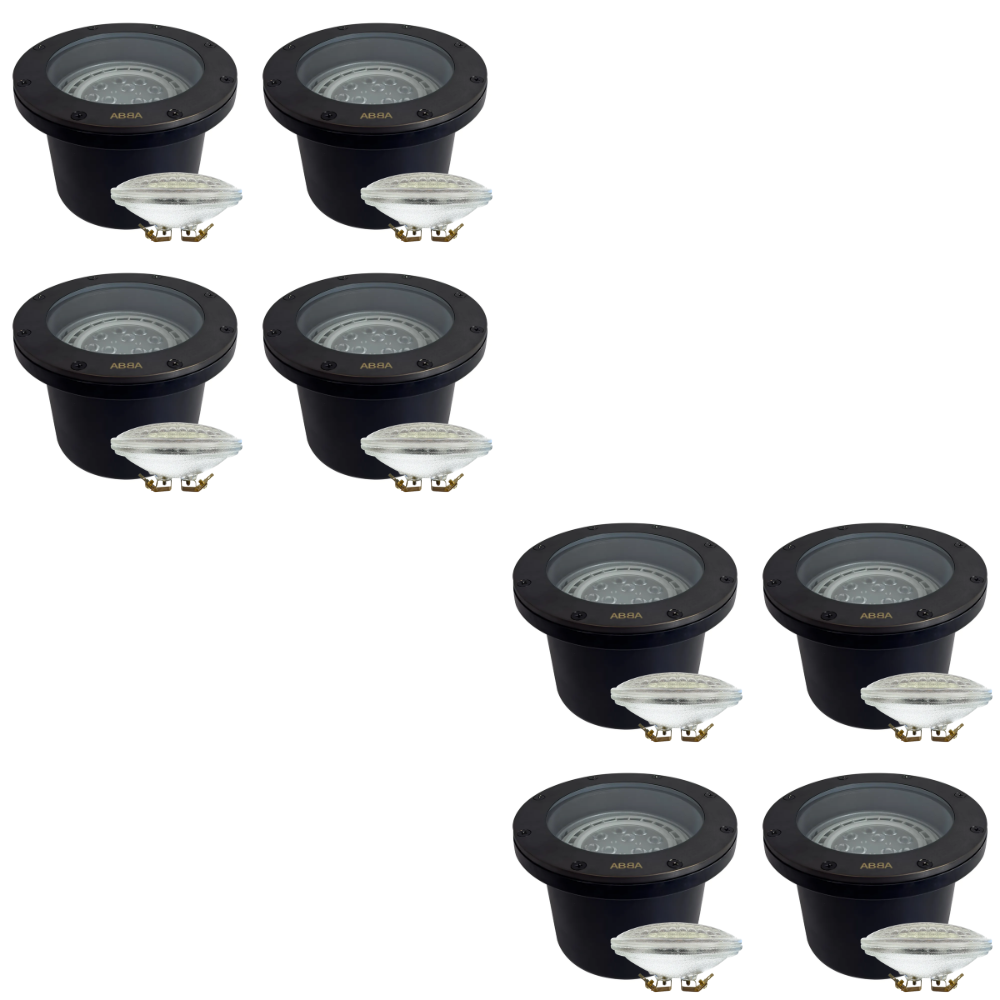 Outdoor Landscape Lighting LED 12V Low Voltage UNB08 4x/8x/12x Package Cast Brass 12V Low Voltage Commercial LED In-ground Well Light IP65 Waterproof with PAR36 10W 160° 3000K Light Bulb 8 Pack