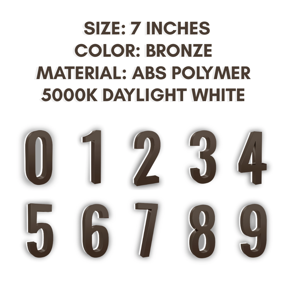 Outdoor Landscape Lighting LED 12V Low Voltage LED Backlit House Number Light 5" and 7" 5000K Daylight White DC9V Low Voltage LED Modern ABS Polymer Home Address Sign Light