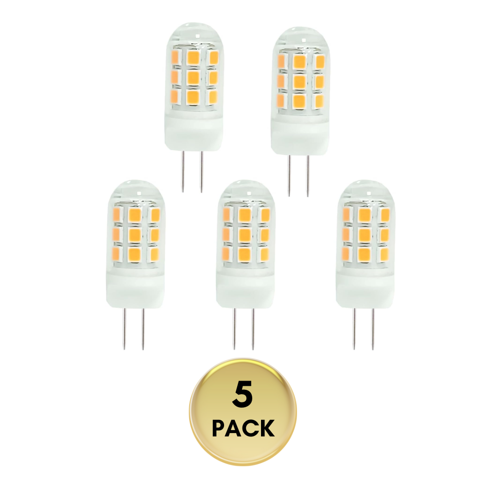 Outdoor Landscape Lighting LED 12V Low Voltage 5 Pack G4 3W Bi Pin 3000K/6000K LED Ceramic Capsule 120V Line Voltage Bulb Energy Efficient Light 3000K Warm White