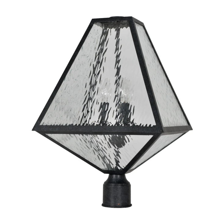 Outdoor Landscape Lighting LED 12V Low Voltage Brian Patrick Flynn Glacier 3 Light Outdoor Post Light 14"x21" Stainless Steel and Water Glass Charcoal Black Finish 120V 3 E12 Candelabra Base LED Bulb Sockets Casual Farmhouse Lantern for Patio, Garden, Exterior Posts