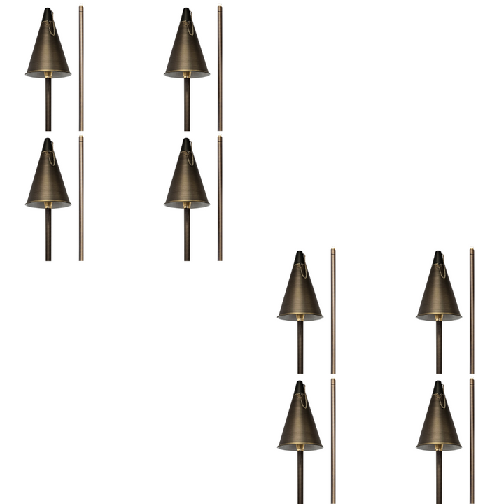 Outdoor Landscape Lighting LED 12V Low Voltage PL77B with G4 3W 2700K 4x/8x/12x Package Solid Brass 60" Tiki Torch Path Light - Light Bronze Finish Low Voltage Landscape Lighting 8 Pack
