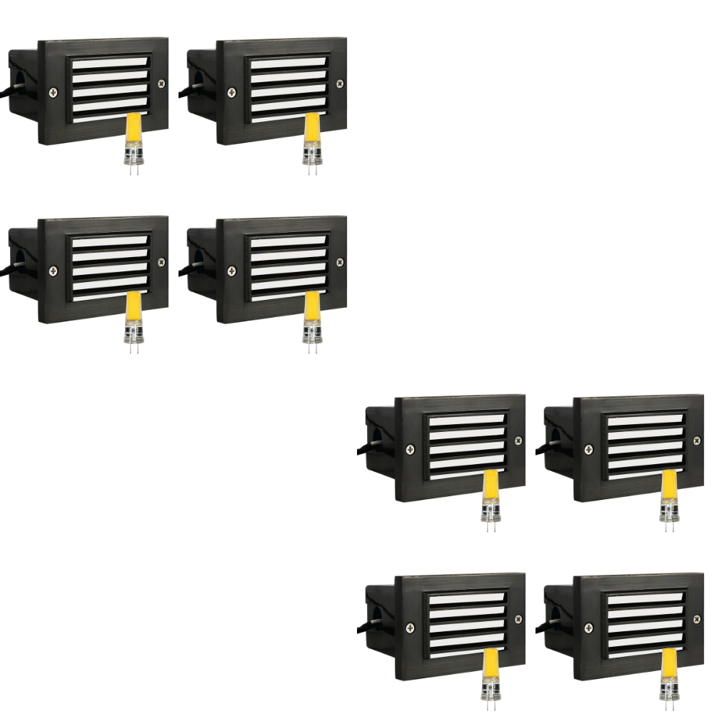 Outdoor Landscape Lighting LED 12V Low Voltage STB02 4x/8x/12x Package Louver Horizontal Waterproof LED Brass 4.5" Brick Lights Edge Step Lighting 12V Low Voltage 3W 3000K Bulb Dark Brass 8 Pack